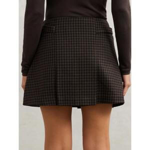 REISS Elle Wool-Blend Check Mini Skirt
